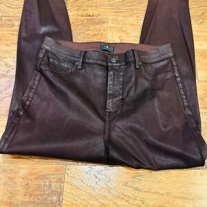 EUC: 7 For All Mankind, Women's High Rise Dark Brown Coated Jeans, 32